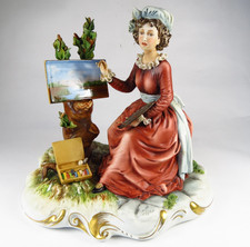 Capodimonte Italian Porcelain Woman Painting European Lady Artist Figurine