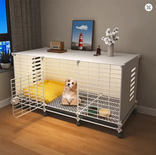 Dog Kennel with Wheels & Tray Dog Cage Crate Indoor Dog House Wired Cage Crate