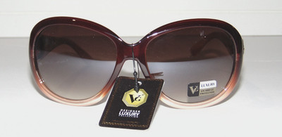 VG Women Oversized Sunglasses UV Protection Plastic Brown Gradient Gold Logo