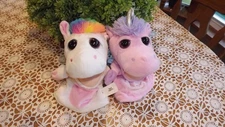 Bee Happy 9" Pink Purple Unicorn Hand Puppet Plush KellyToy Silver Horn & Horse