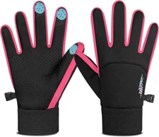 Winter Gloves Touchscreen Waterproof Medium Pink for Kids Aged 6-8