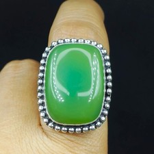 Natural Chrysoprase Gemstone 925 Sterling Silver Proposal Women's Ring