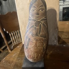 Gourd folk art person Sculpture. 8 in tall