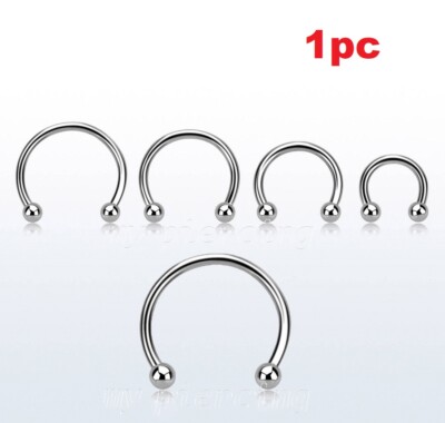 1pc. 16G Surgical Steel Horseshoe Circular with 2.5mm Ball Earring Labret Septum