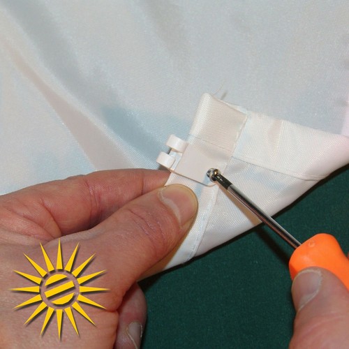 Vela solar plata aprox. 415x140 cm 30 ganchos para correr toldo tensor de cuerda jardín de invierno UV - Imagen 6 de 10