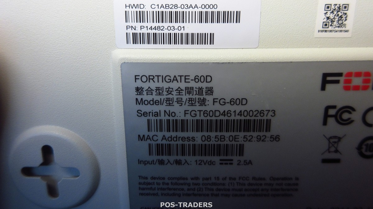 Fortinet FG-60D Fortigate 60D Gigabit 4-Port 1.5 Gbps Firewall 2x