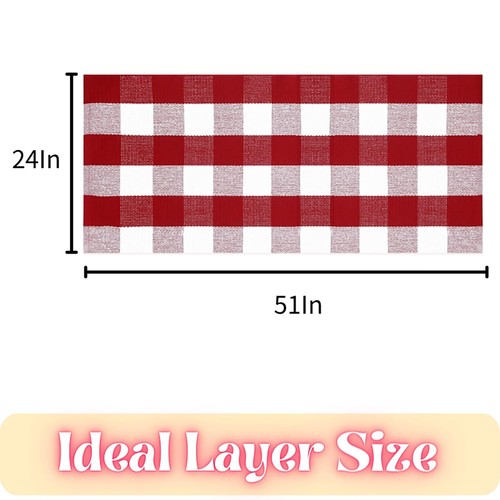 Red and White Plaid Rug 24" x 51" Christmas Outdoor Front Door Decor Mat Cott... - Picture 3 of 7