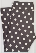TC LuLaRoe Tall  Curvy Leggings White Polka Dots on Gray NWT U53