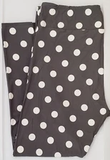 TC LuLaRoe Tall & Curvy Leggings White Polka Dots on Gray NWT U53