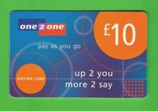One 2 One Phone Card - £10 Pay as You Go Top Up - UK - 1990s - Used
