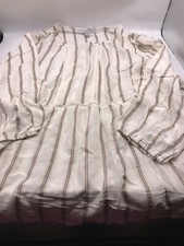 Fever Peasant Top Woven Boho 3/4 Sleeve Size XXL Womens Tunic Beige Stripe