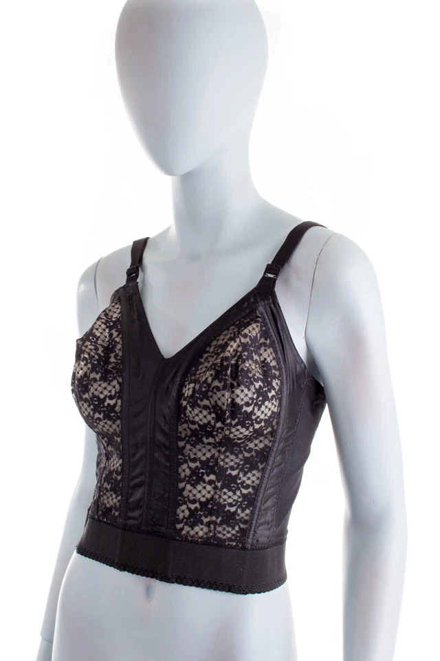 Vintage Orig 60S Corset Lingerie Noir Nylon LADY MARLENE Rockabella NOS - Photo 3/4