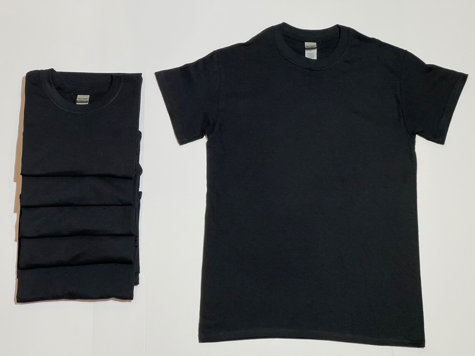 6-Pack Gildan Heavy Cotton Black T-Shirts 100% Cotton Sizes S M L XL