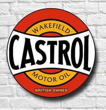 CASTROL MOTOR&Ouml;L GARAGE BENZIN WANDSCHILD PLAKETTE BENZIN GAS & &Ouml;L VINTAGE