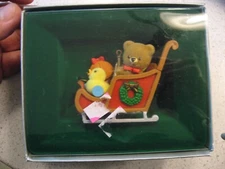 Enesco Treasury of Ornaments Victorian Sleigh Christmas Ornament Bear & Chicken