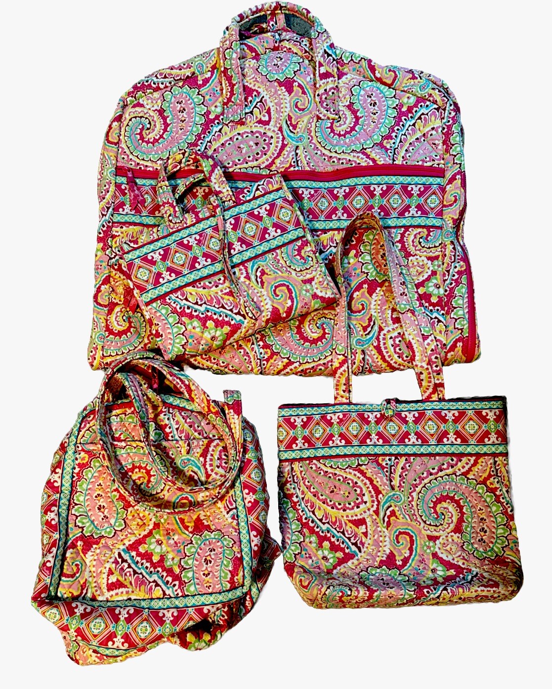 Vera Bradley Capri Melon 4-Piece Travel Set with Large Duffel, Purse, Garment & Toiletry Bags