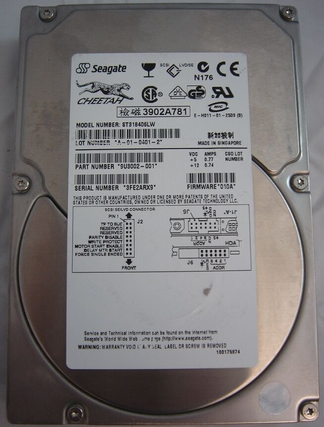 Seagate 18.4GB SCSI 68 Pin 10Krpm 3.5in HDD ( 9U3002-001 ST318406LW ) USED