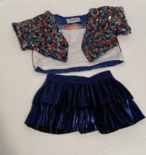 Build a Bear Outfit Sequined Jacket With Blue Pleated Skirt Read