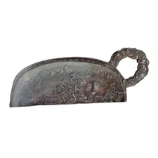 Vtg Ornate Metal Silent Butler Crumb Catcher Tray, Japan, Sea Chart & Boat AS IS