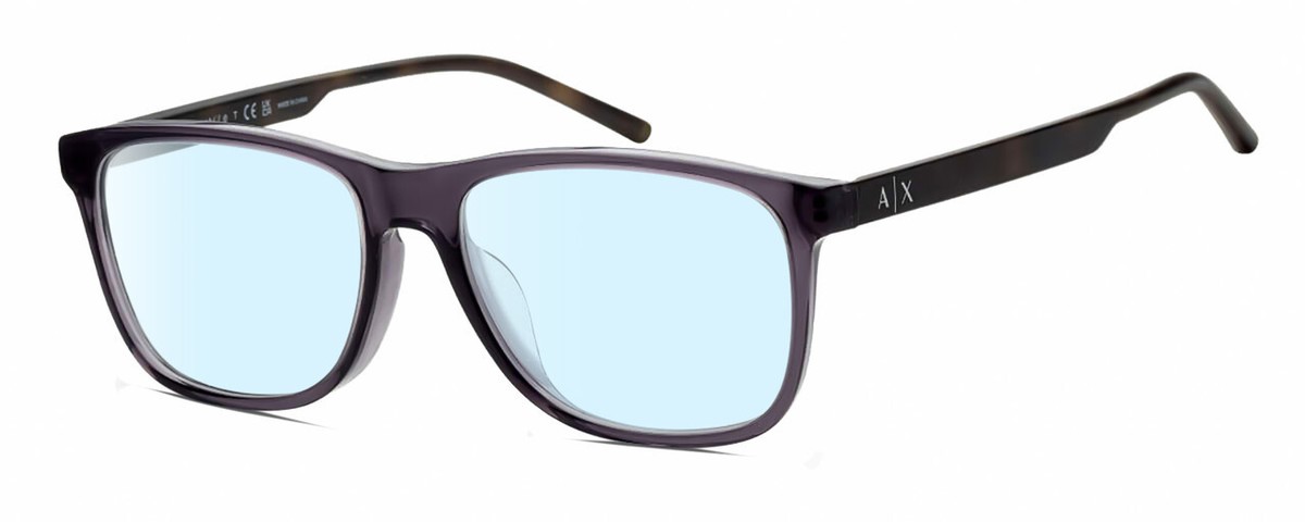 Armani Exchange AX3048F Unisex Blue Light Glasses in Grey Crystal Tortoise  56 mm