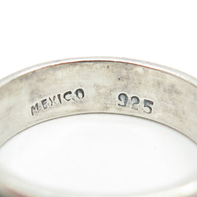 【FRONT11201】MEXICO 925 silver ring 925 Sterling Silver Vintage Mexico Aztec Key Band Ring Size 13.25