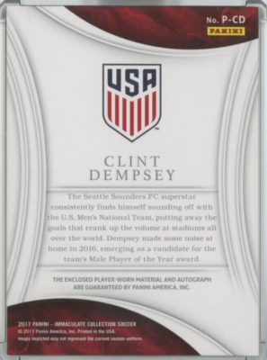 PANINI IMMACULATE SOCCER デンプシー　サイン 2017 Panini Immaculate Collection Soccer Clint Dempsey Patch
