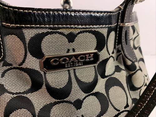 Bolso de mano Coach Signature de lona negro F15146 - Imagen 11 de 12