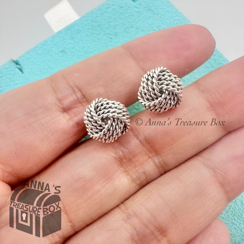 Tiffany & Co. 925 Silber Twist Mesh Knoten Ohrringe (Etui) - Bild 4 von 8