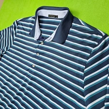 Greyson Golf Polo Shirt Men Extra Large Blue Striped Performance Lightweight