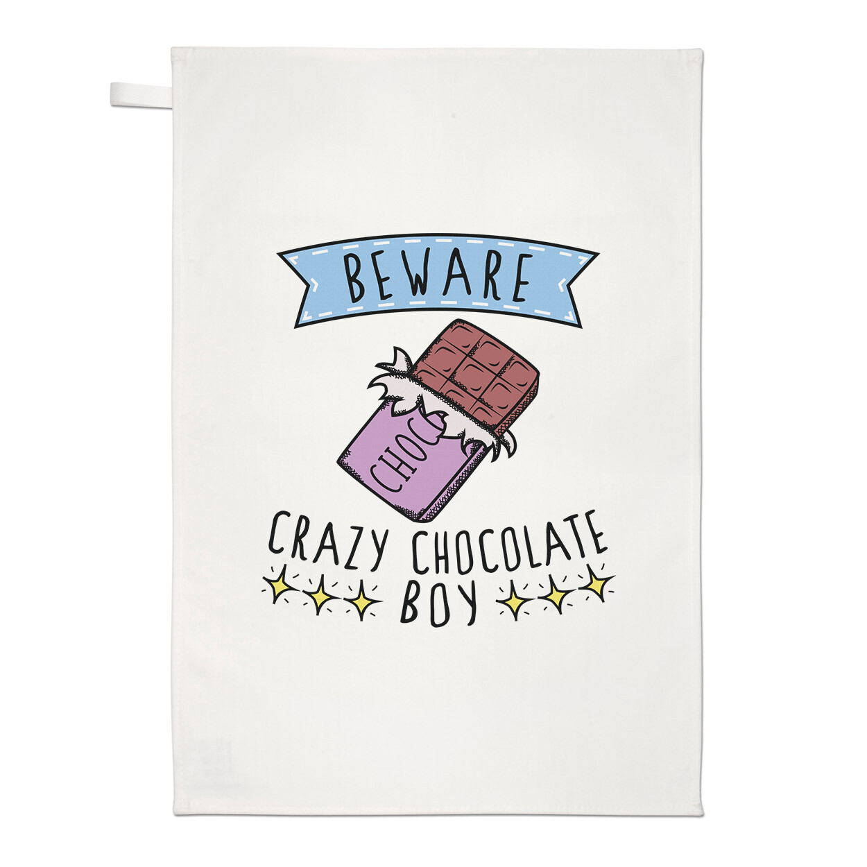 Beware Crazy Chocolate Boy Tea Towel Dish Cloth Joke Son Childrens Kids Treat