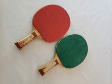 2 Vtg Dick Miles Pro Table Tennis Ping Pong Paddles Championship red green used