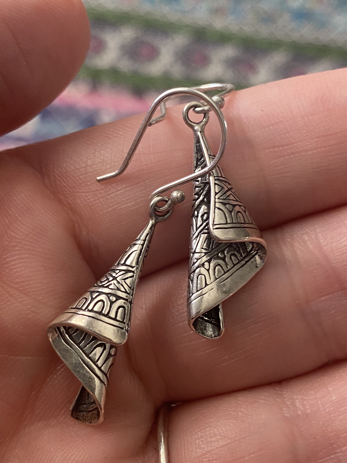 Unique Vintage Sterling Earrings Gem