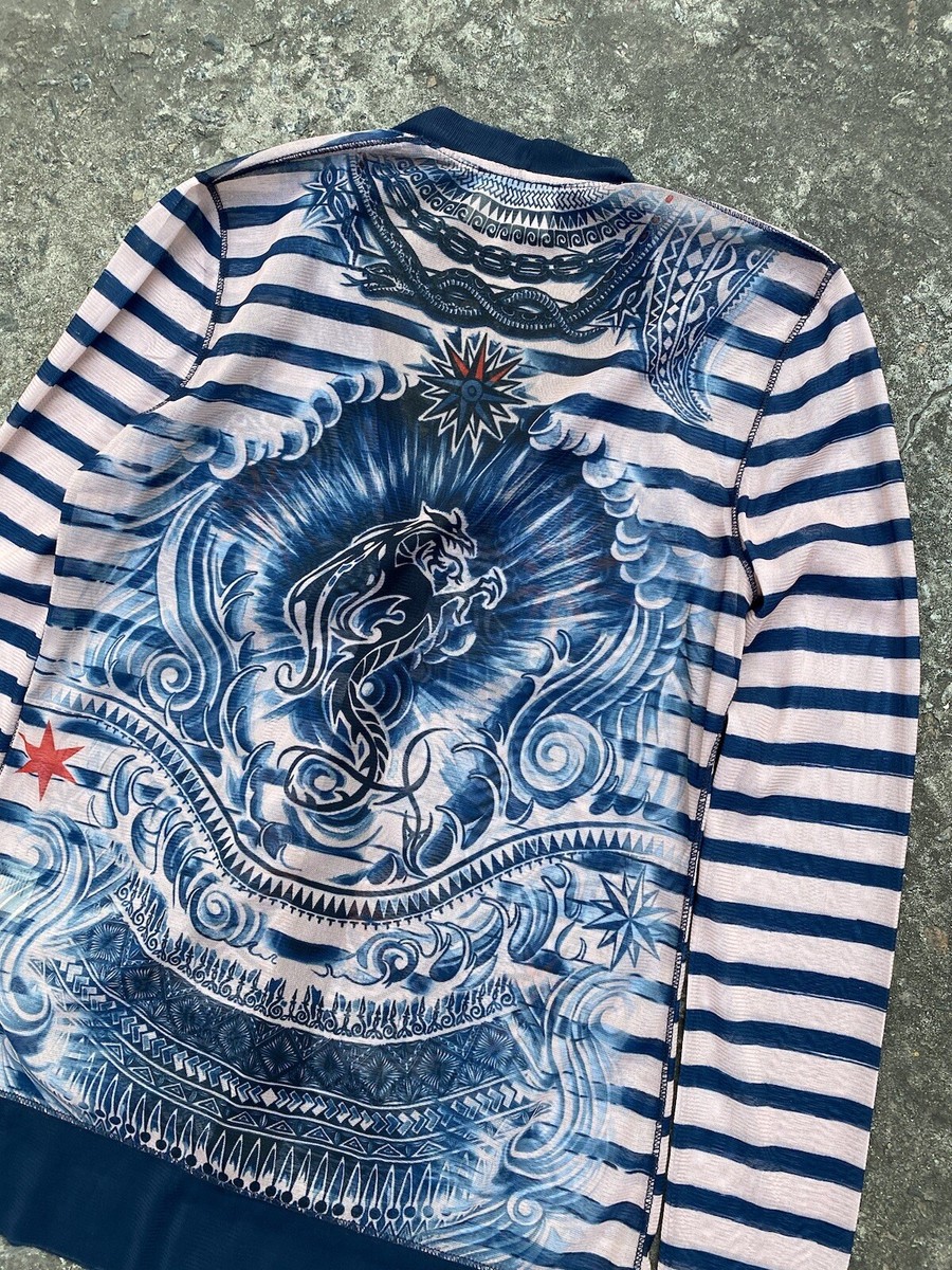 Jean Paul Gaultier X lindex mesh Tattoo printed longsleeve size M