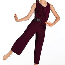 WEISSMAN Dance Costume unitard burgundy I Won't Give Up 13531 Child MC