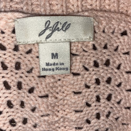 J Jill Womens Cardigan Sweater M Pink 2 Button Knit Shawl Collar A16 - Picture 11 of 12