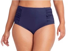 L.L.Bean Women's Shaping Swimwear, High-Waist Brief Navy blue women’s 12R ruched