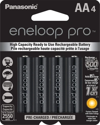 Newest Panasonic Eneloop Pro 4 Pack AA NiMH 2550mAh Rechageable Batteries