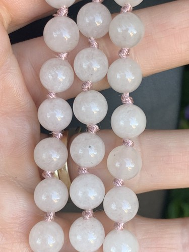 Vintage CHINESE SHOU PEKING PINK JADE OR QUARTZ NECKLACE ART DECO JADEITE J14 - Picture 4 of 7