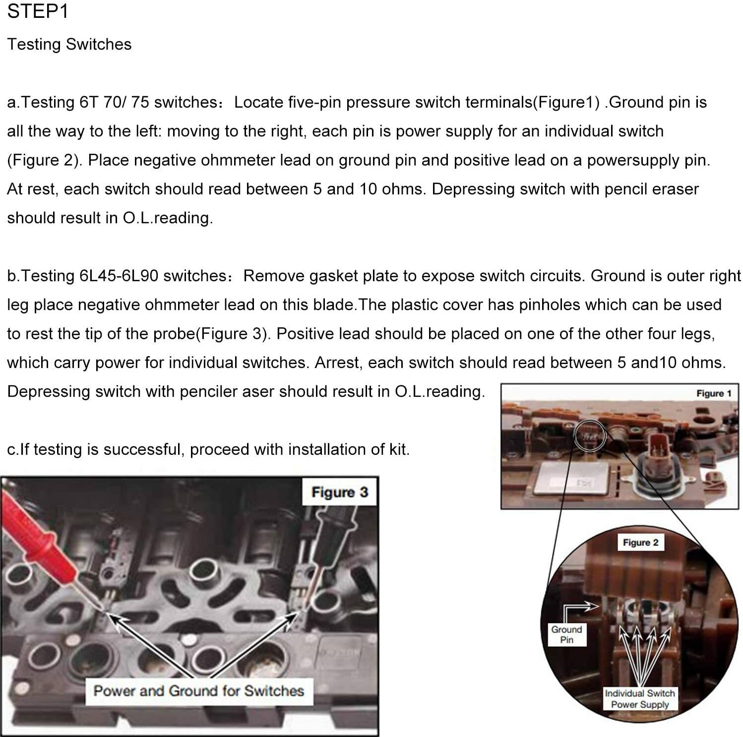 124740TL30 Pressure Switch Rebuild Kit for GM 6L45 6L50 6L80 6L90 6T70