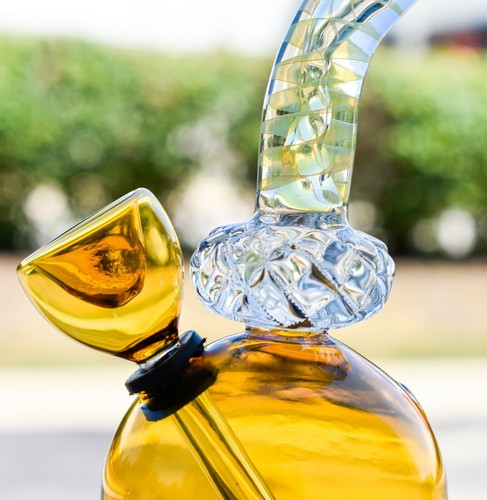 5" Spiral Tilted Mini Bong Crystal Fumed 24KT Glass Water Pipe Bong Bubbler*USA* - Picture 9 of 12