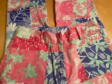 VINTAGE LILLY PULITZER TURTLE TROPICAL PATCHWORK CROP PANTS WOMEN  S SZ 4