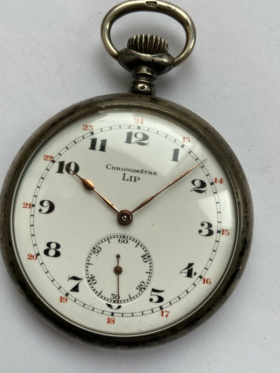 RARE VINTAGE ANTIQUE POCKET WATCH CHRONOMETRE LIP SILVER PLATATED