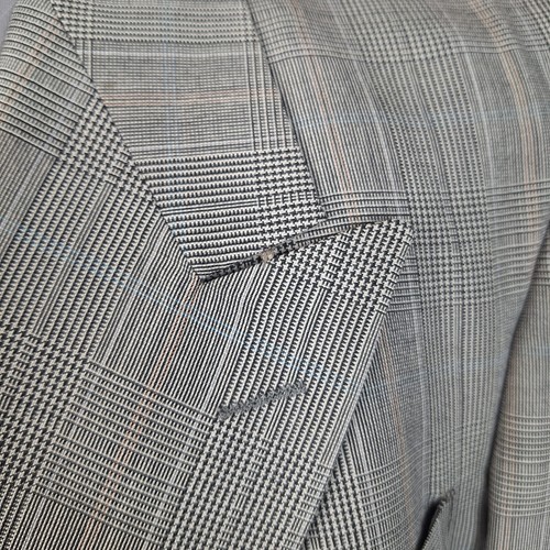 Botany 500 Sport Coat Mens 40L Athletic Fit Double Breasted Gray Plaid - Picture 2 of 9