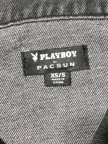 Play Boy Jean Jacket Women's Size XS/S Black/Dark Grey Denim Short - Picture 5 of 19