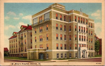 Ill. Postcard Decatur St. Mary's Hospital c.1948 Linen