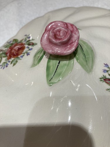 Fondeville Ambassador Ware England Strasbourg Rose Dome Covered Tri Casserole - Picture 5 of 12