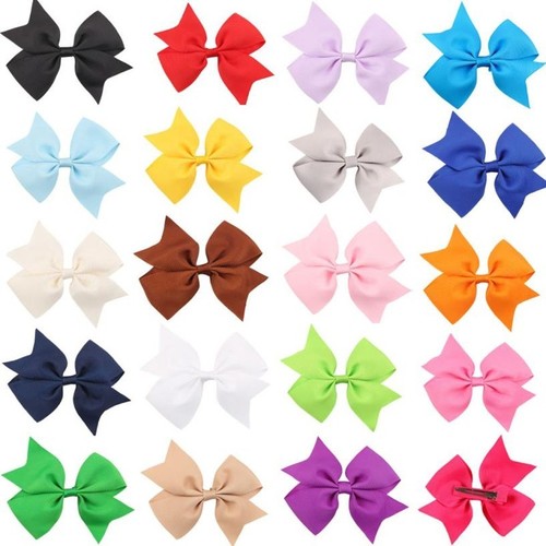 20 Pcs 4" Baby Girls Grosgrain Ribbon Boutique Hair Bows For School Girls - Picture 1 of 10