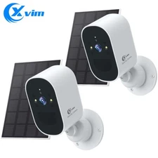 XVIM 1080P 2 Pack Solar Security Camera Monitor Wireless Outdoor Solar Powered