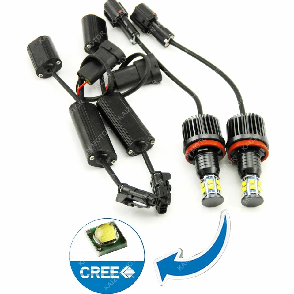 120W 7000K Mega White H8 LED Angel Eyes Ring Marker Bulbs for BMW 1 3 5 X Series - Image 2 of 4