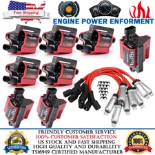8 Pack Square Ignition Coil & Spark Plug Wire For Chevy Silverado 1500 GMC Yukon